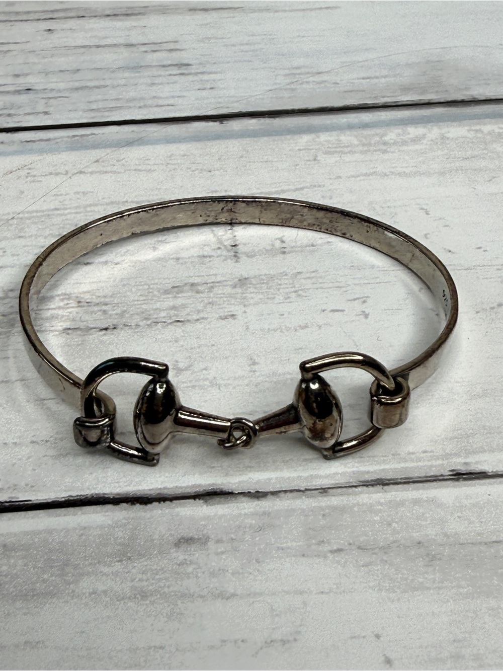 Silver Tone Equestrian Bit Bangle Bracelet for Women